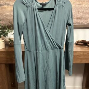 Topshop ribbed bell long Sleeve Dress